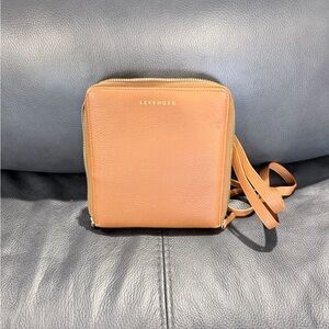 Levenger Tan Leather Carrie Crossbody Bag